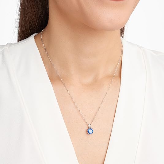 Collar con Zafiro Corte Redondo | Oro blanco