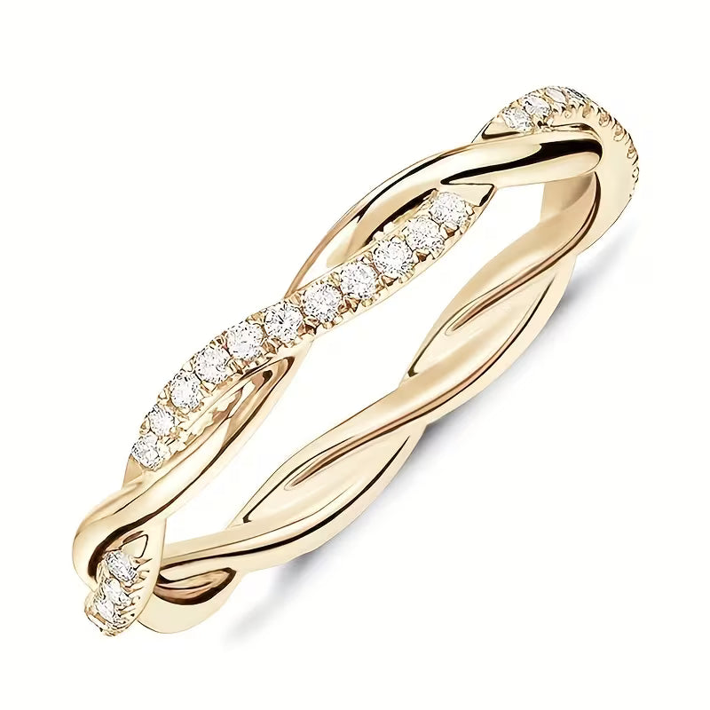 Anillo Dos Estilos con Acentos | Oro