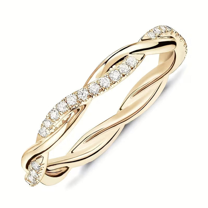 Anillo Dos Estilos con Acentos | Oro