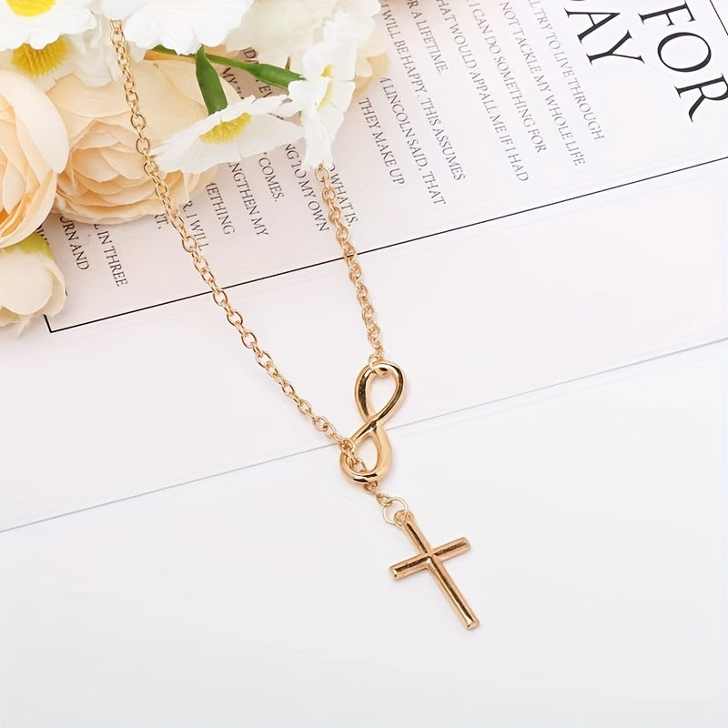 Collar con Dije Cruz Eterno | Oro blanco