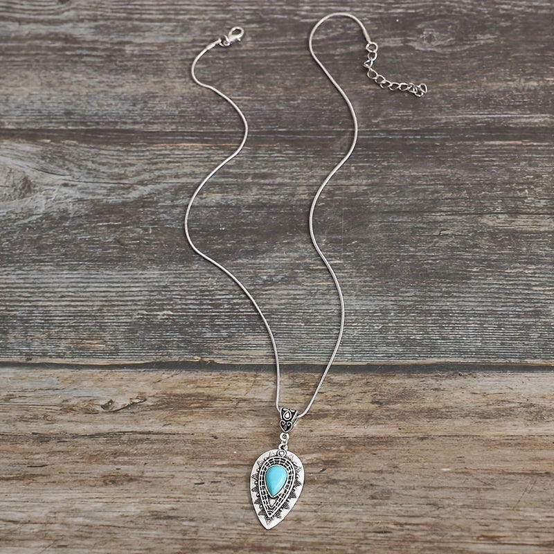 Collar con dije Arlisse Turquesa Gota | Oro blanco