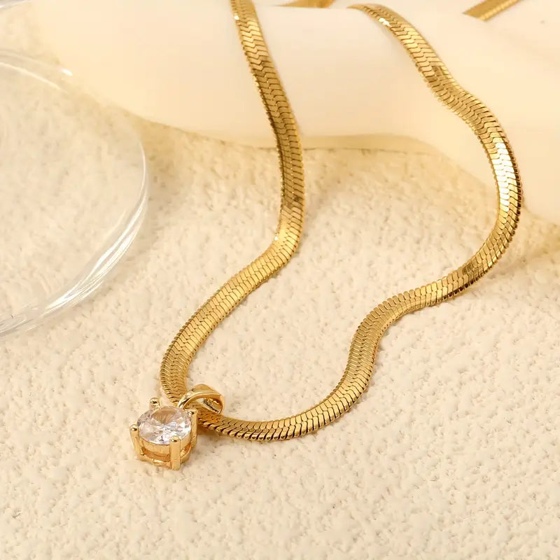 Collar con Dije de Diamantes de Imitación | Oro