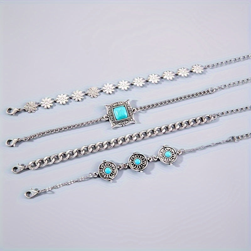 Juego de Pulseras en Capas Piedra del Cielo | Oro blanco