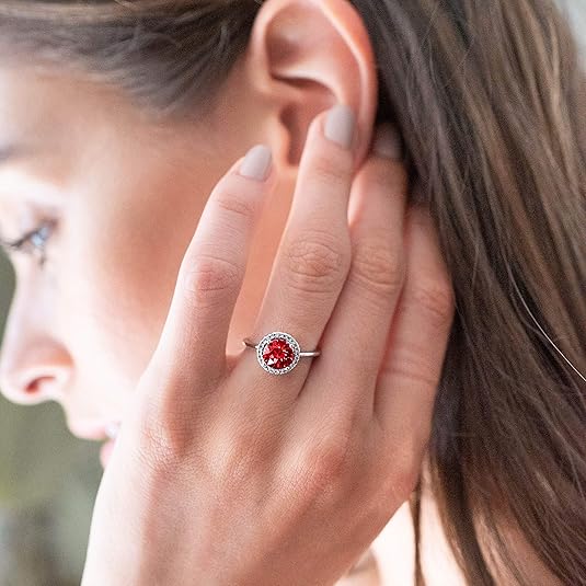 Anillo Promesa Rubí Brillo Carmesí | Oro blanco