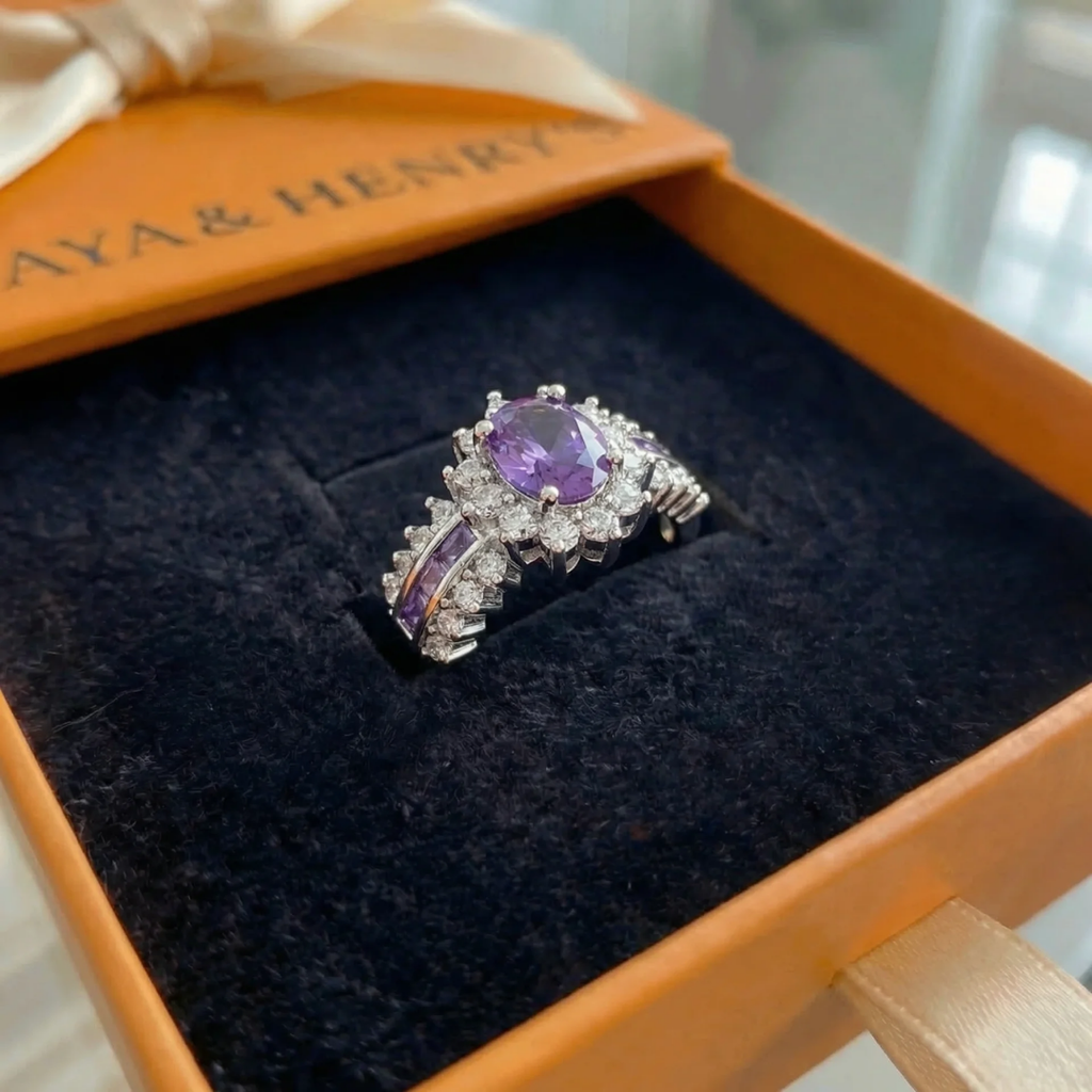 Anillo Amethyne Corona Twilight | Oro blanco