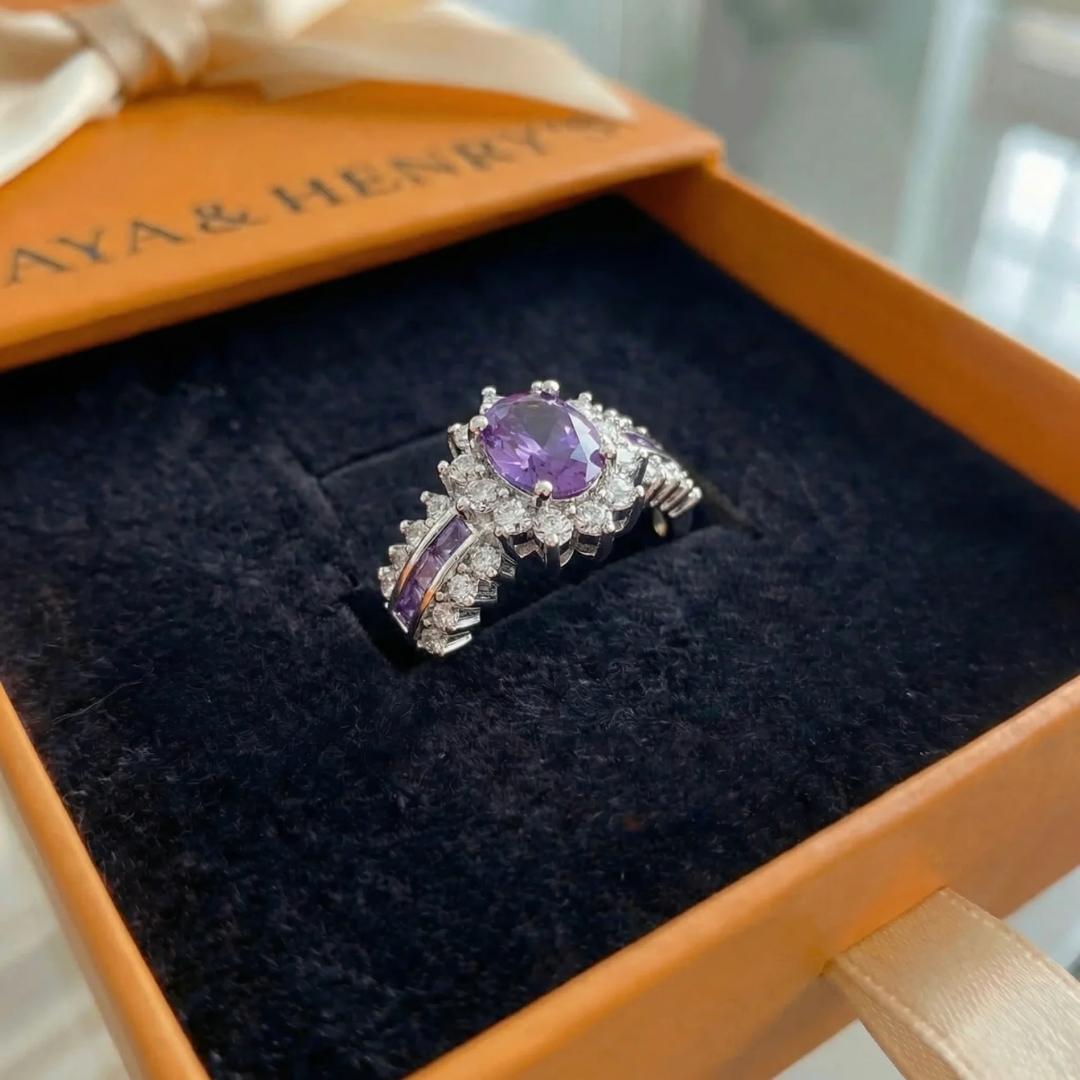 Anillo Amethyne Corona Twilight | Oro blanco