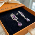 Aretes de Amatista Oro Blanco
