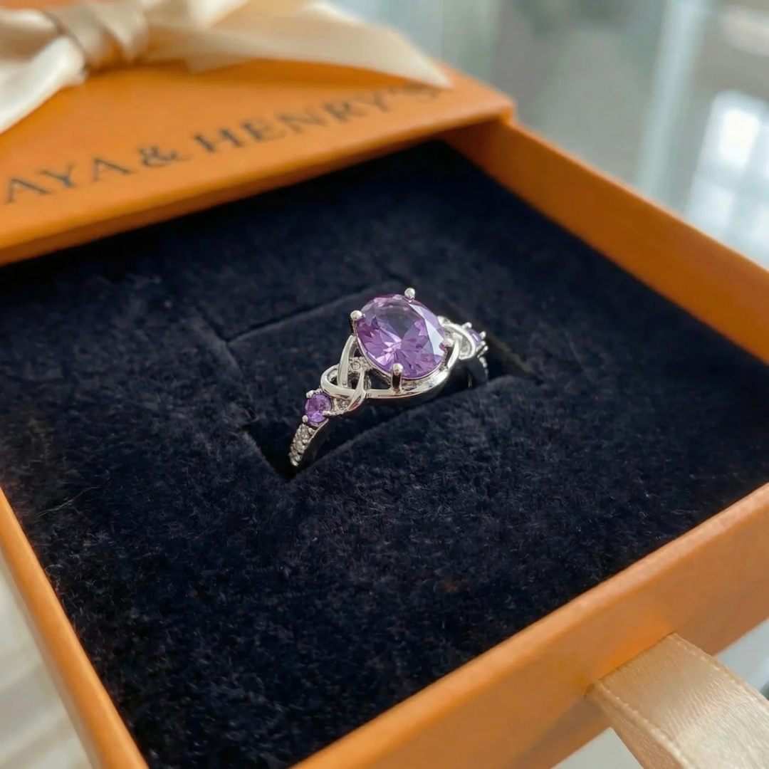 Anillo Nudo Amatista | Oro blanco