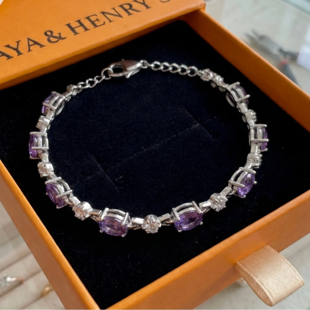 Pulsera Amatista Luz Estelar | Oro blanco