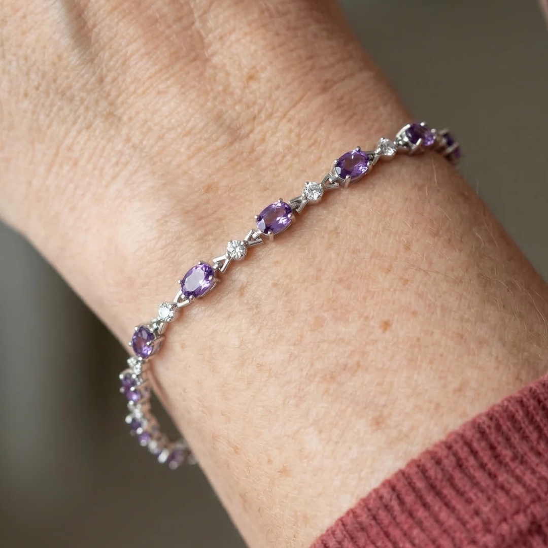 Pulsera Amatista Luz Estelar | Oro blanco