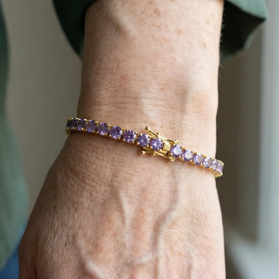 Pulsera de Tenis Amatista | Oro