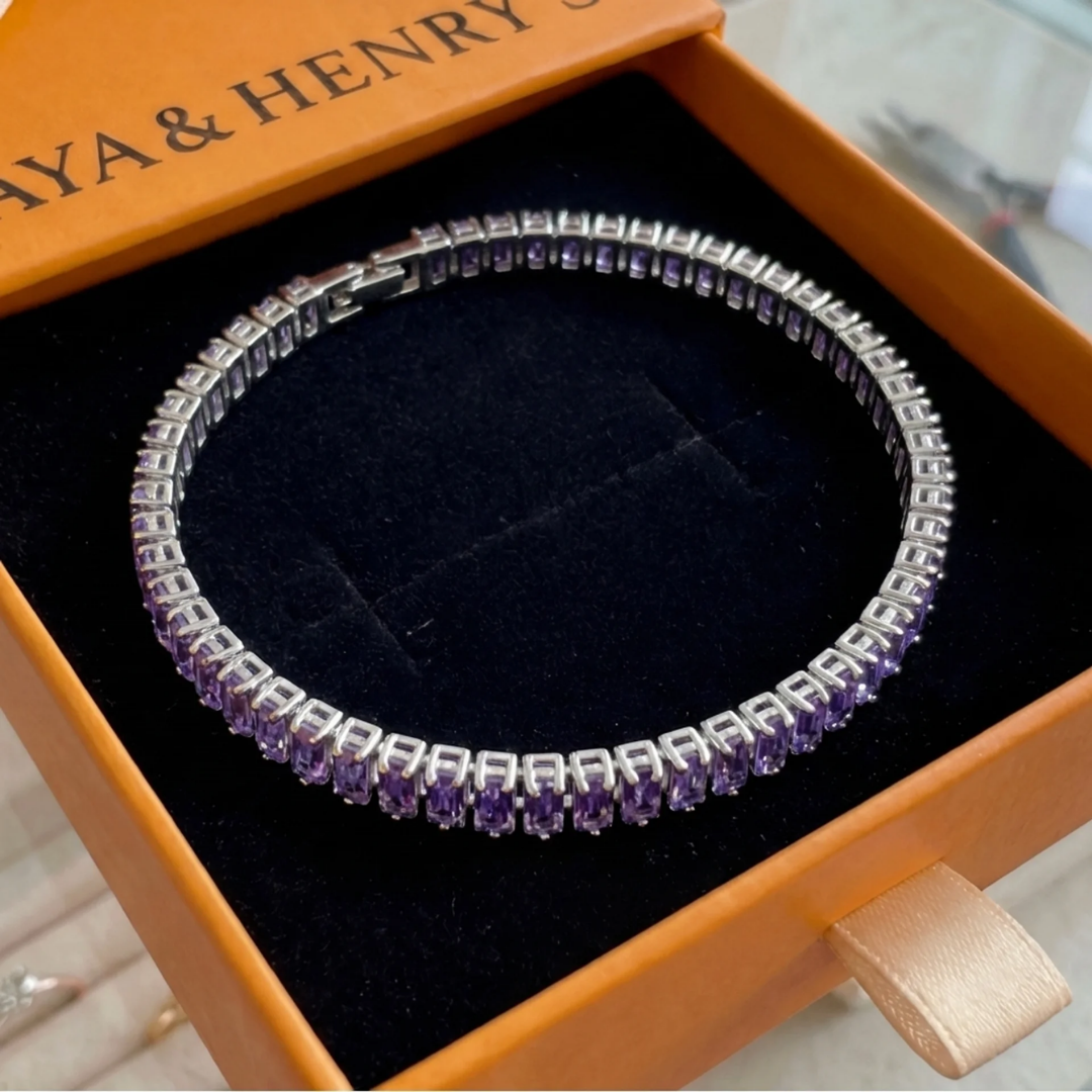 Pulsera Tenis Amatista Vertéa | Oro blanco