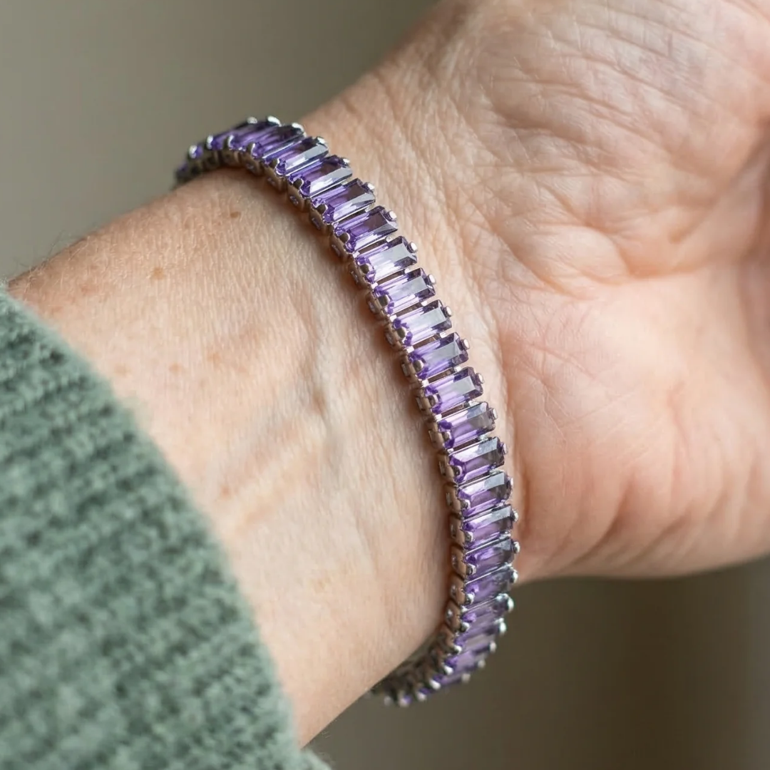 Pulsera Tenis Amatista Vertéa | Oro blanco