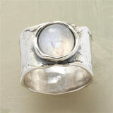 Anillo Boho Piedra de Luna | Oro blanco