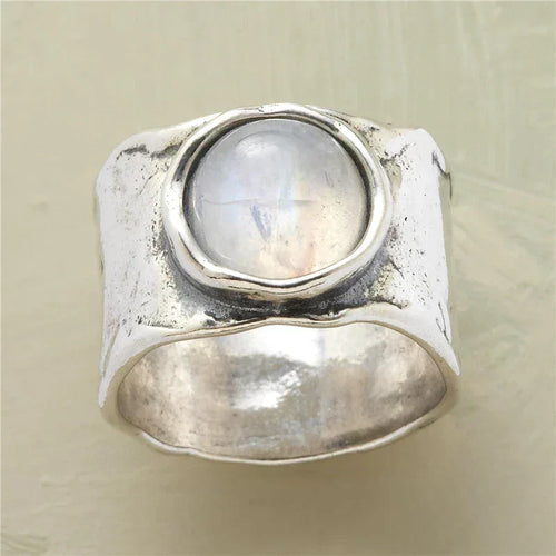 Anillo Boho Piedra de Luna | Oro blanco