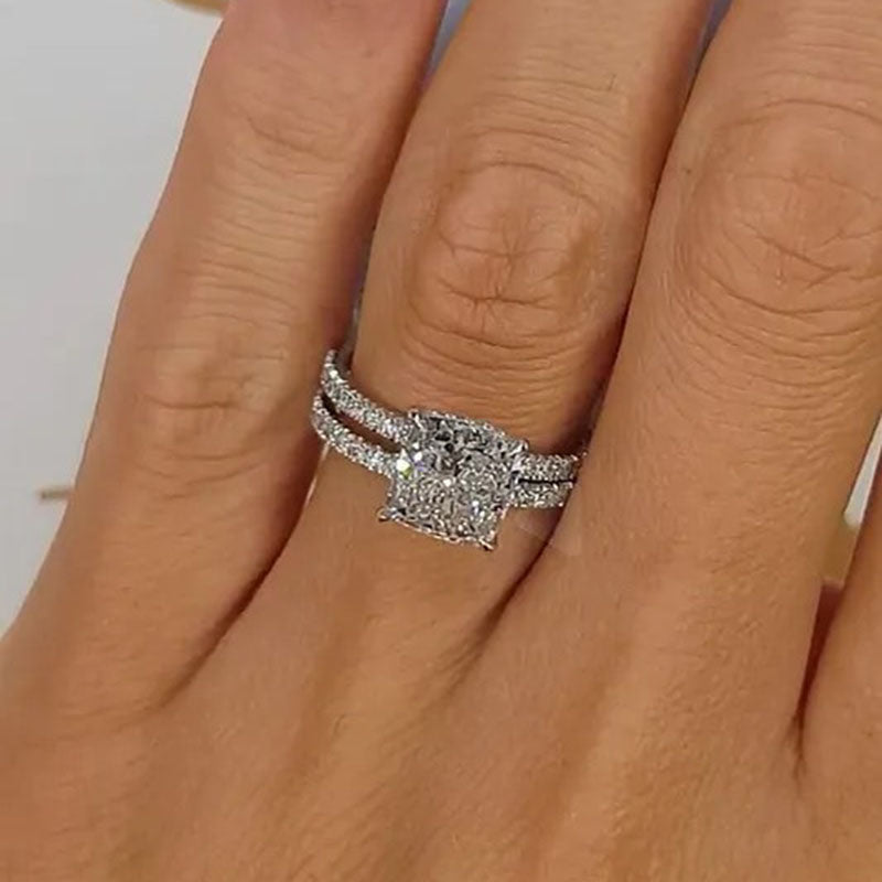 Juego de 2 Anillos Nupcial Cojín | Oro blanco