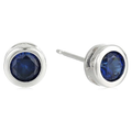 Aretes de botón de Zafiro en Oro blanco