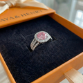 Anillo Emperatriz Rosa Palo con Halo | Oro blanco