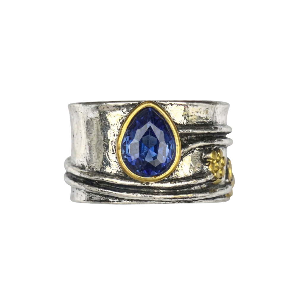 Anillo de Meditación con Gema Bohemio | Oro blanco