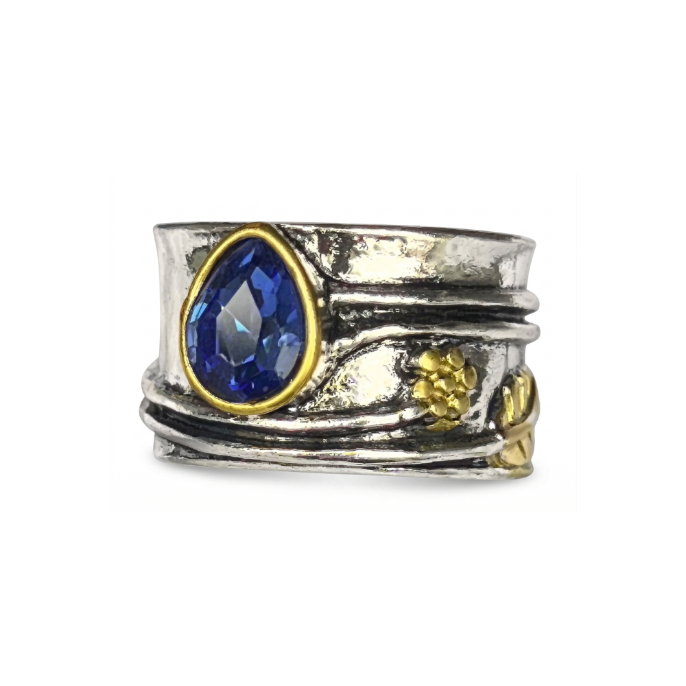 Anillo de Meditación con Gema Bohemio | Oro blanco