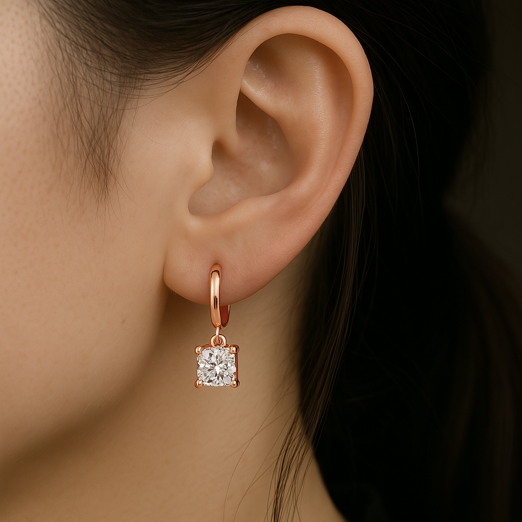 Aretes Colgantes Cuadrados Aurora | Oro rosa