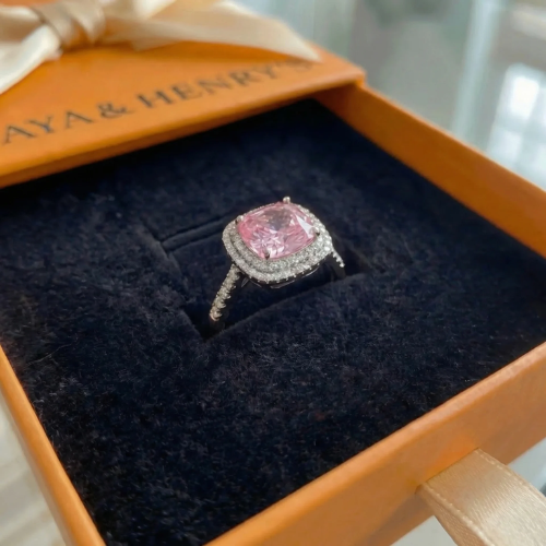 Anillo Zafiro Rosa Cojín | Oro blanco