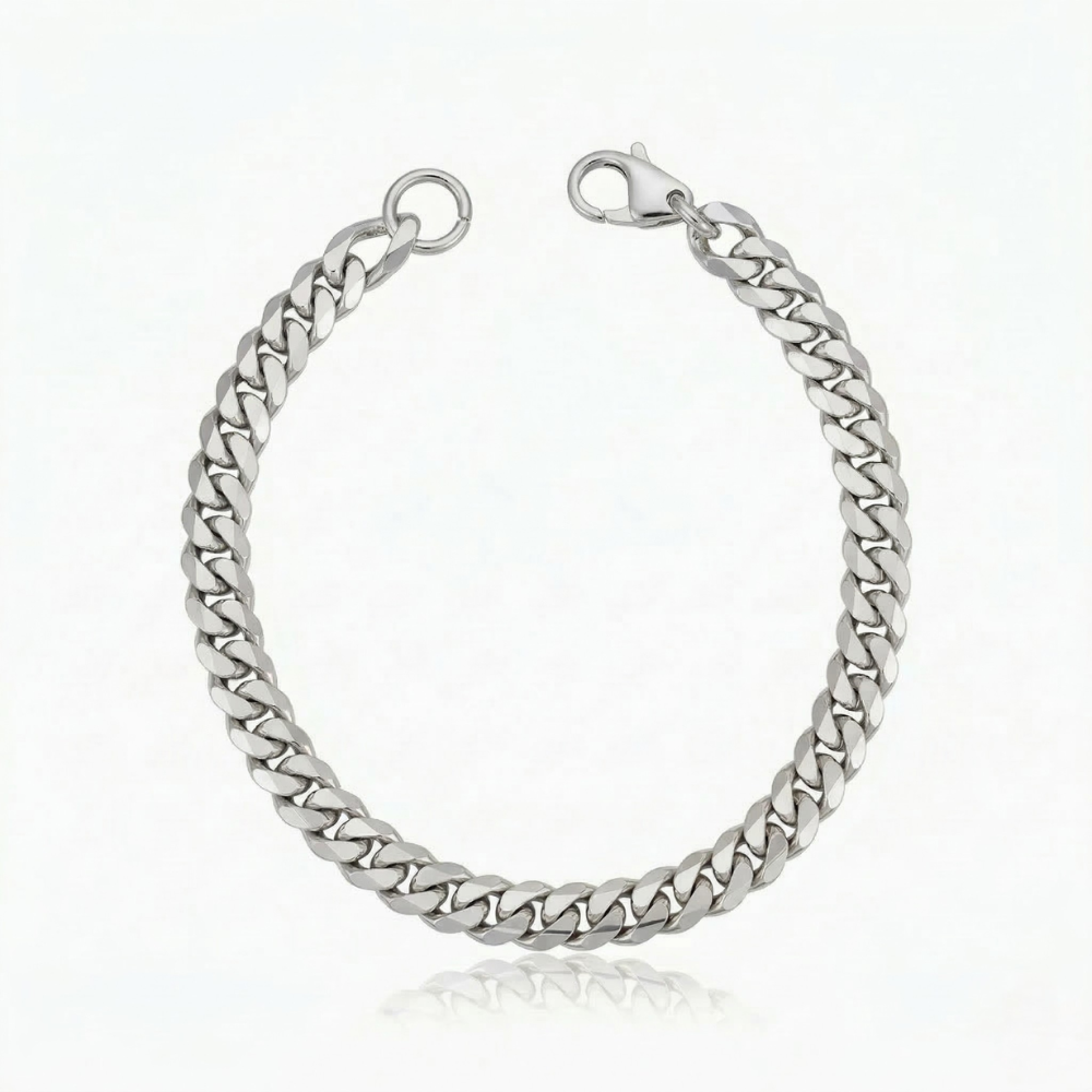 Pulsera Estate Cubana | Oro blanco