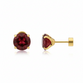 Aretes de Botón Rubí | Oro