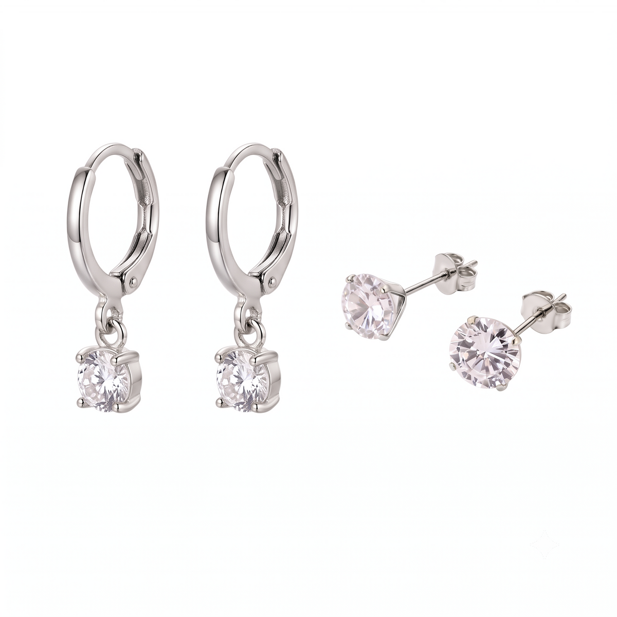 Juego de Aretes Larmes de Lune con Piedra | Oro blanco