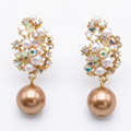 Aretes de Flor y Perla | Oro