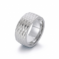 Anillo Kaelis de Banda Cuadriculada | Oro blanco
