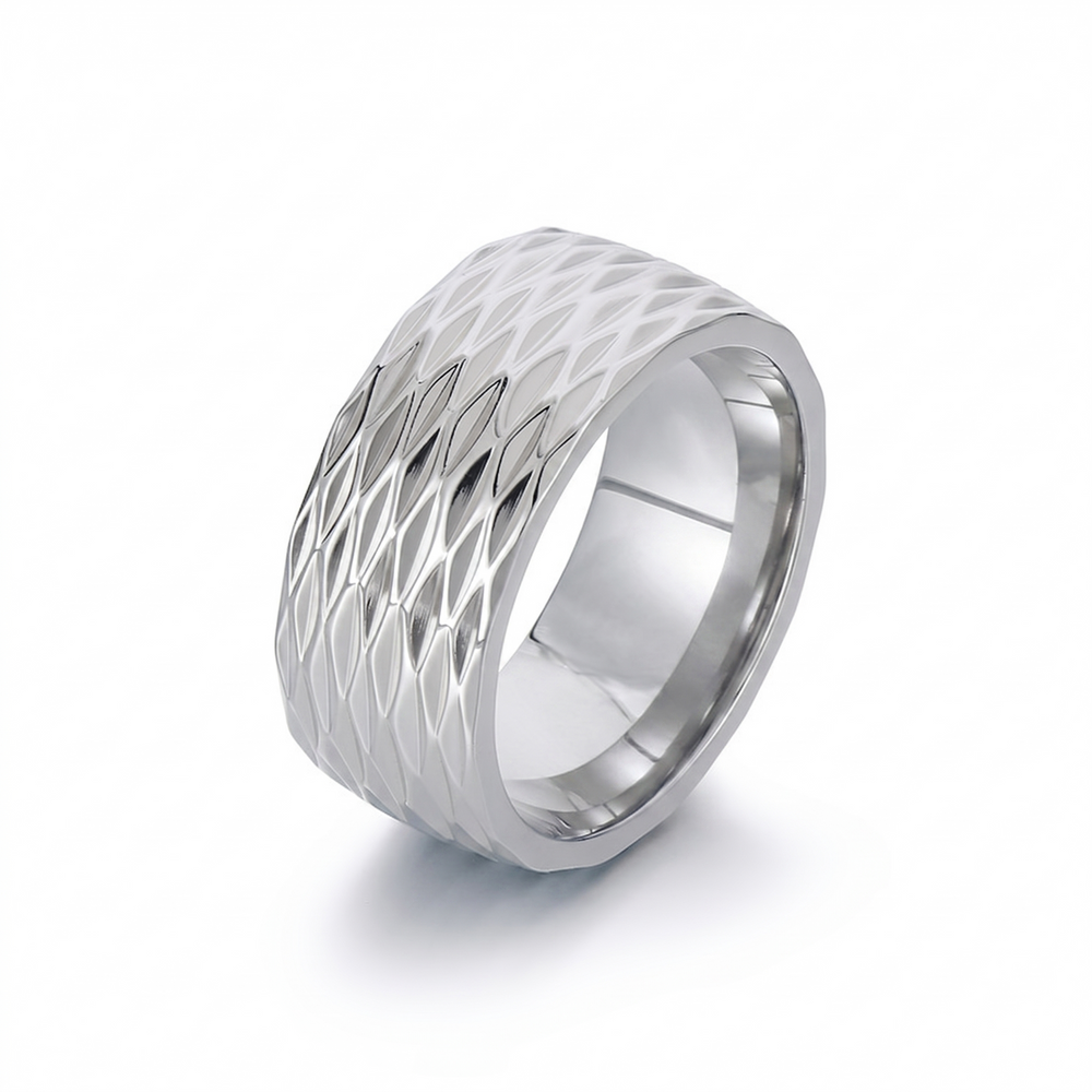 Anillo Kaelis de Banda Cuadriculada | Oro