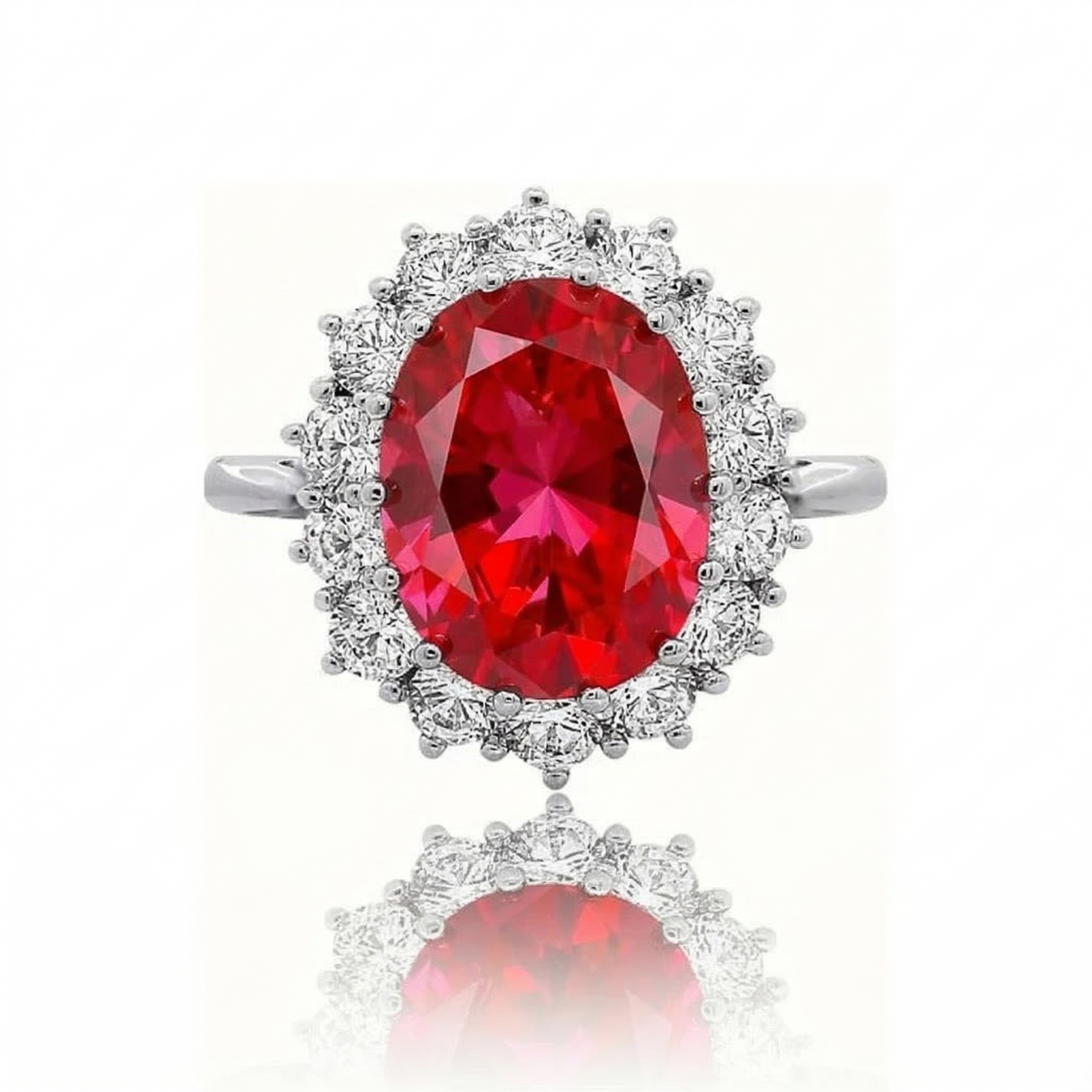 Anillo Corona Rubí Escarlata | Oro blanco