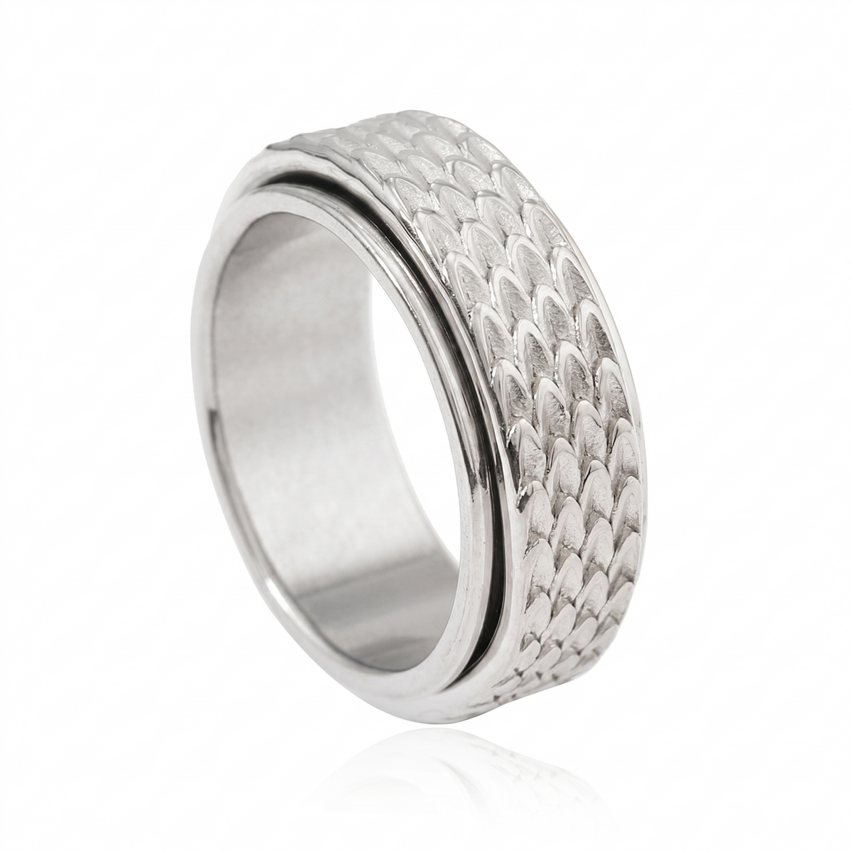 Anillo Giratorio Toren de Escamas | Oro blanco