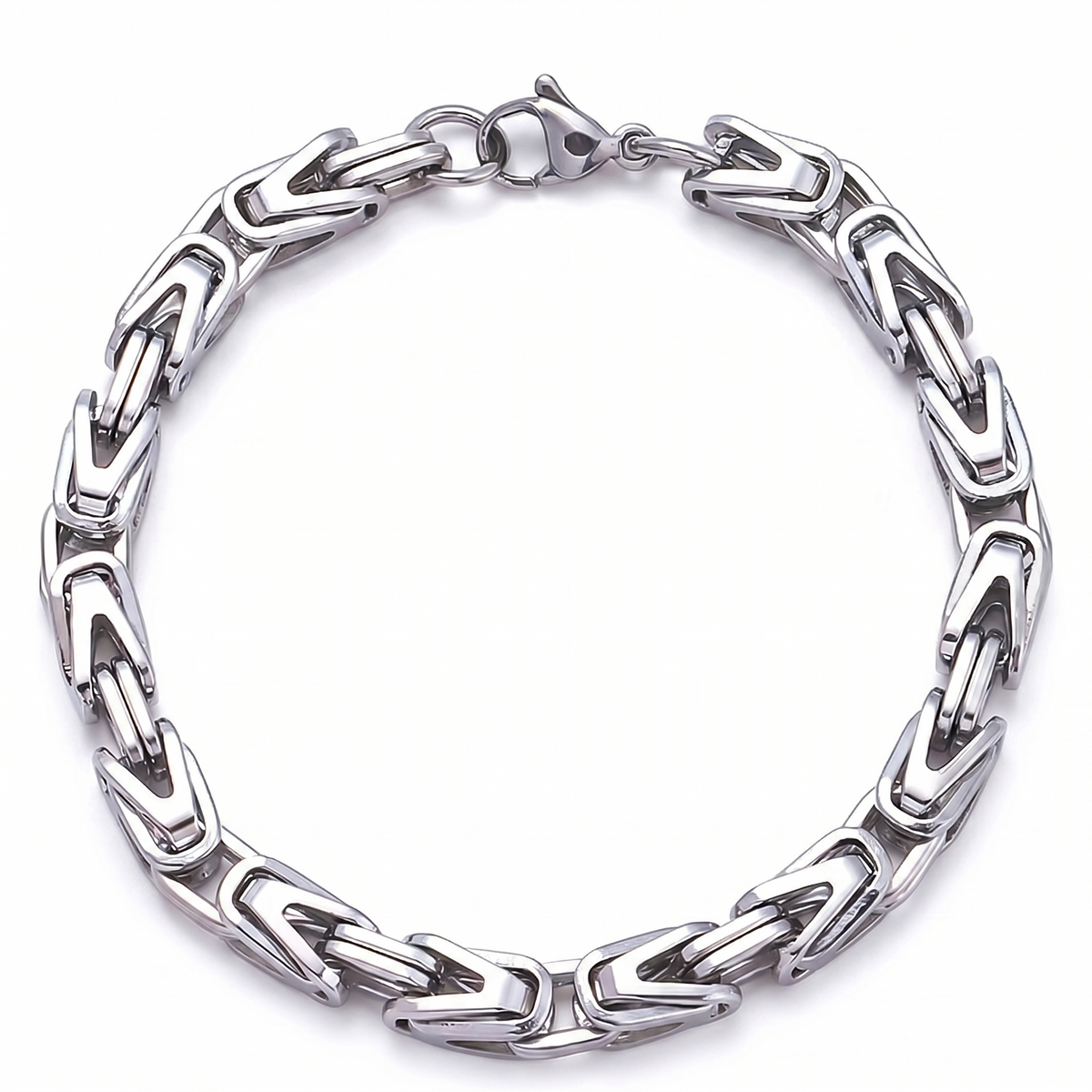 Pulsera de Eslabones Lucian con Corona | Oro blanco