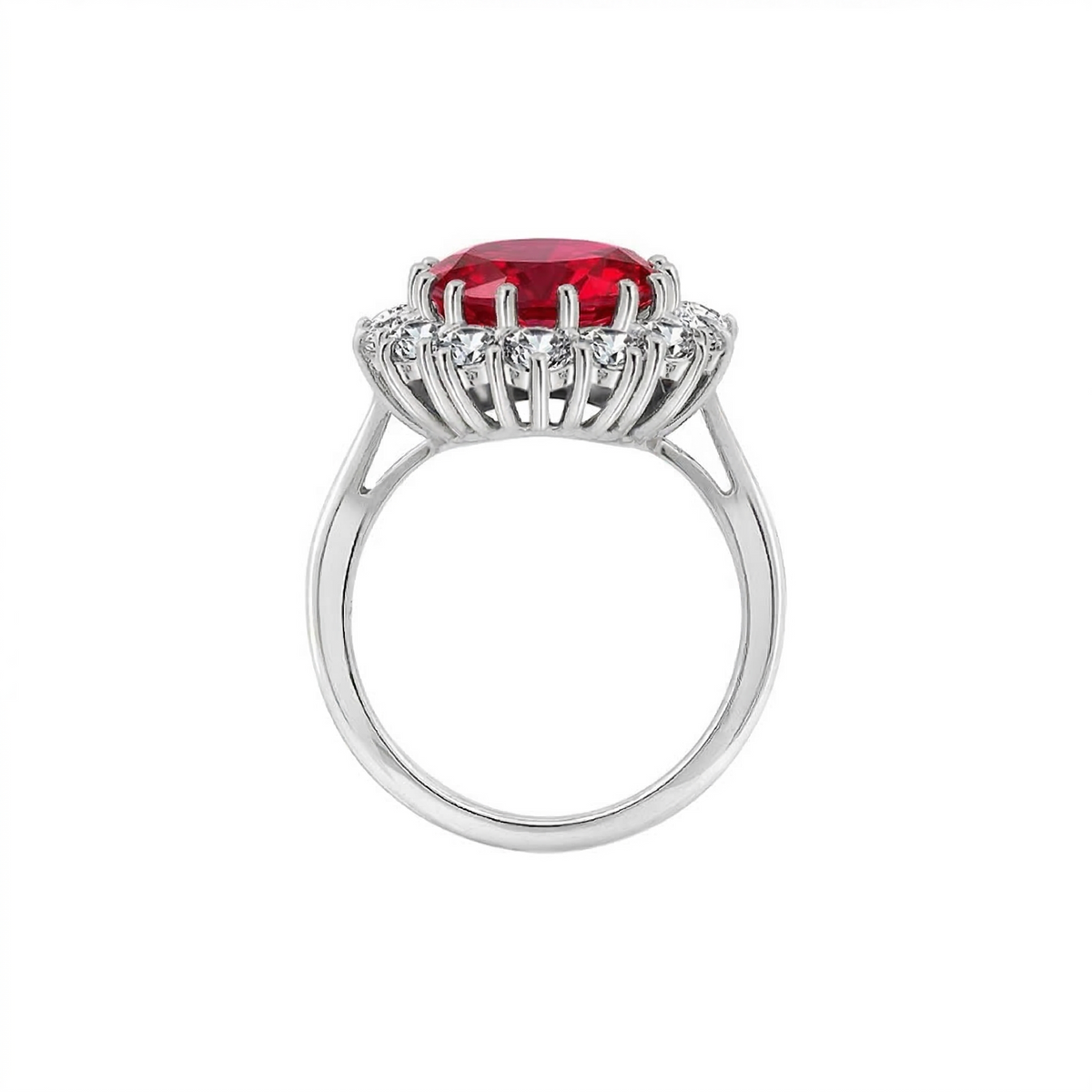 Anillo Corona Rubí Escarlata | Oro blanco