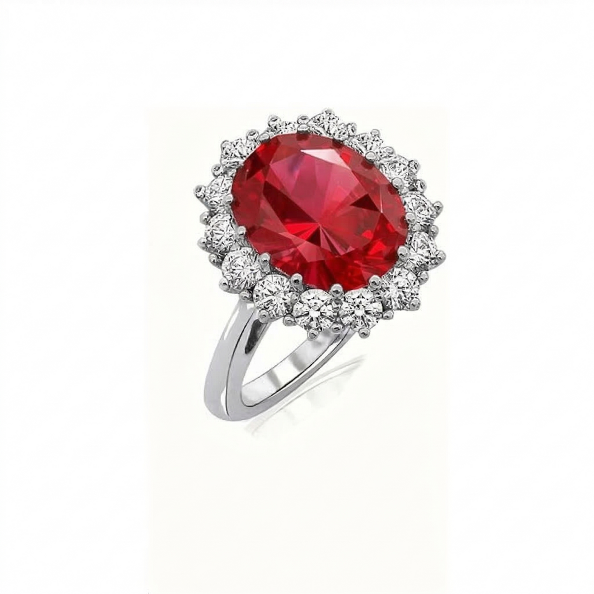 Anillo Corona Rubí Escarlata | Oro blanco