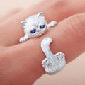 Anillo Gatito Ajustable | Oro blanco