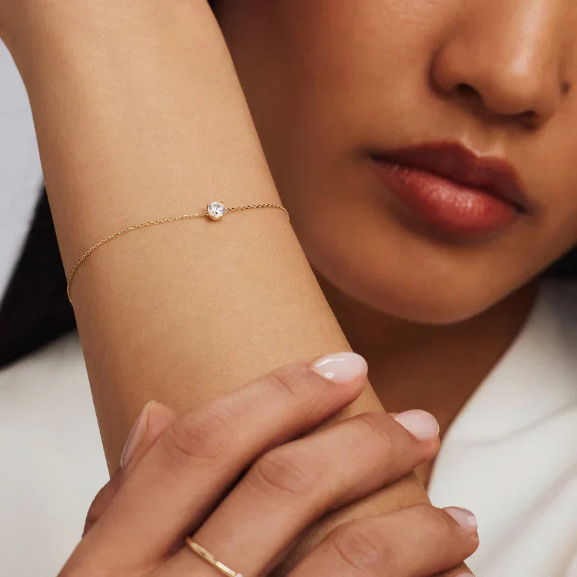 Pulsera Cléa con Piedra | Oro blanco