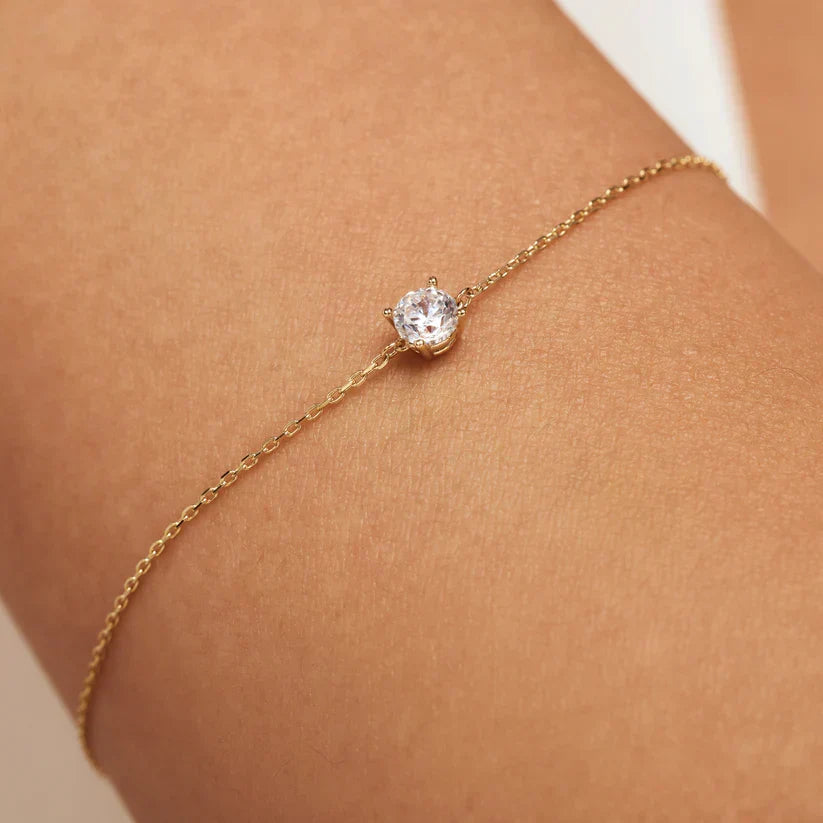 Pulsera Cléa con Piedra | Oro blanco