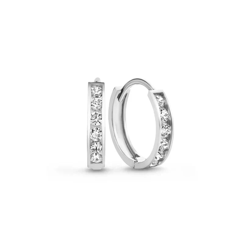 Juego de Aretes Dara Brillane con Piedras | Oro blanco