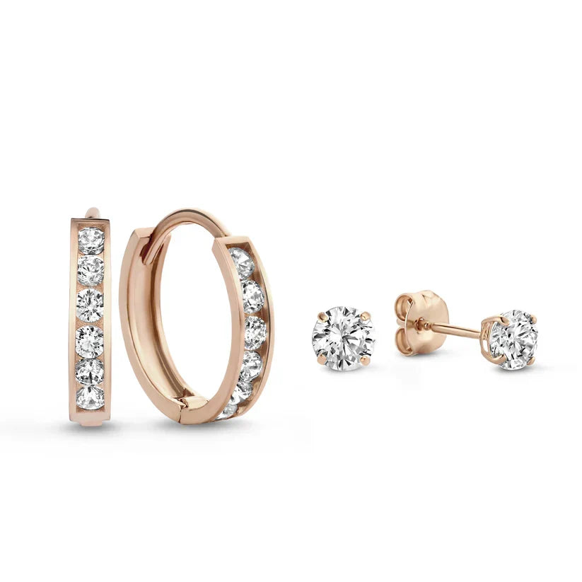 Juego de Aretes Dara Brillane con Piedras | Oro