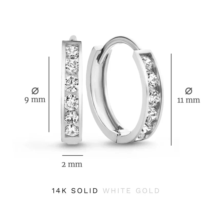 Juego de Aretes Dara Brillane con Piedras | Oro blanco
