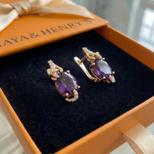 Aretes Colgantes Imperial Nightfall | Oro rosa