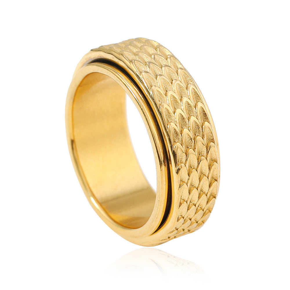 Anillo Giratorio Toren de Escamas | Oro blanco