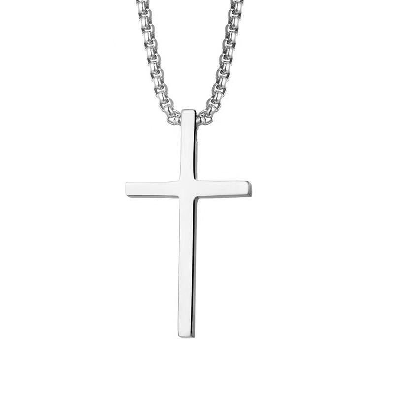 Collar con Dije Cruz Biselado | Oro blanco