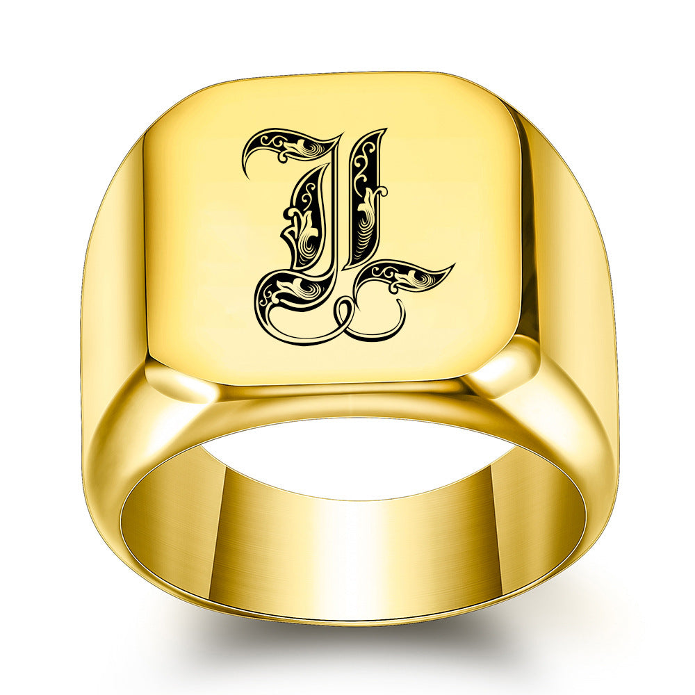 Anillo con Inicial Clásico Noble | Oro