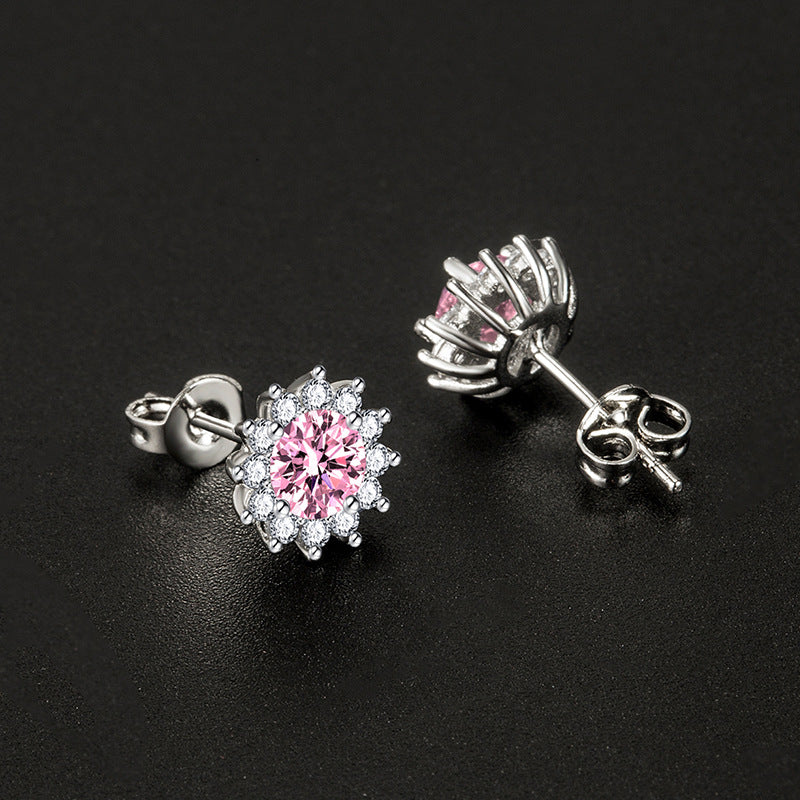 Aretes Musa Iluminada Rosa | Oro blanco