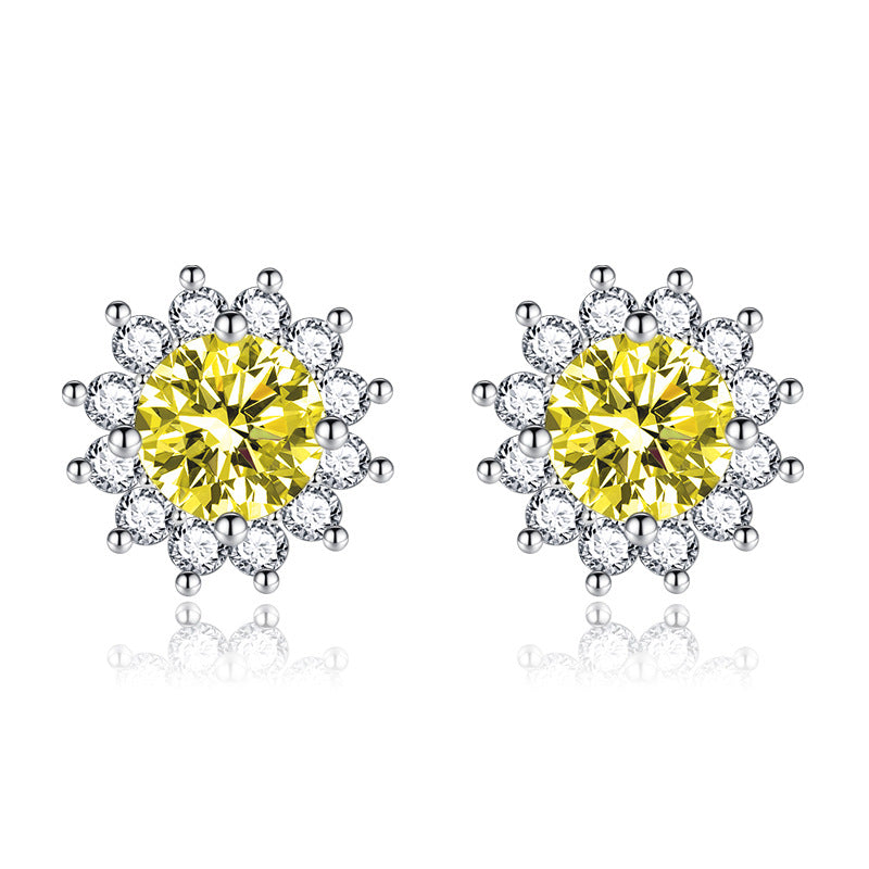 Aretes Musa Iluminada Amarillo | Oro blanco