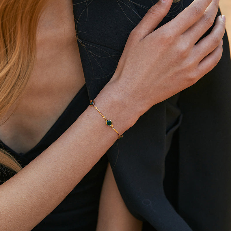 Pulsera Eslabones Esmeralda | Oro